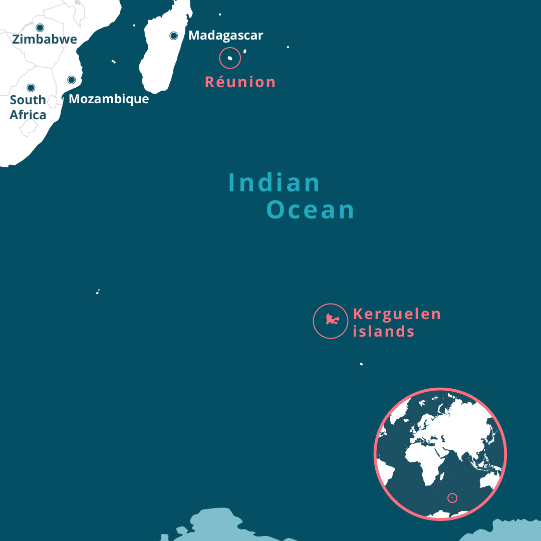 补给船从印度洋的留尼汪岛到克格伦群岛需要15天的时间。 图形：地平线